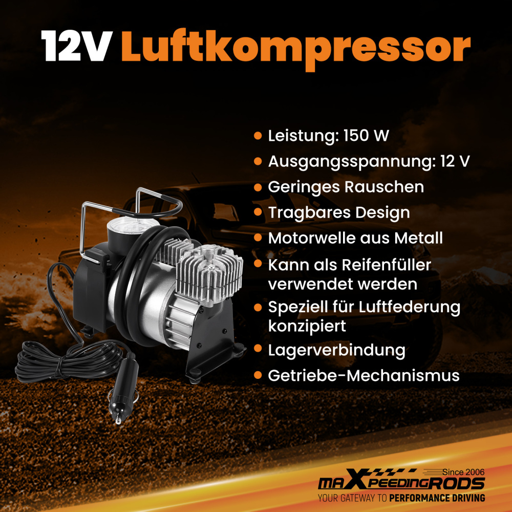 Air Suspension Kit W/ Dual Gauge compatible for Vauxhall Movano X70 compatible for FWD 1999-2010 4000KG