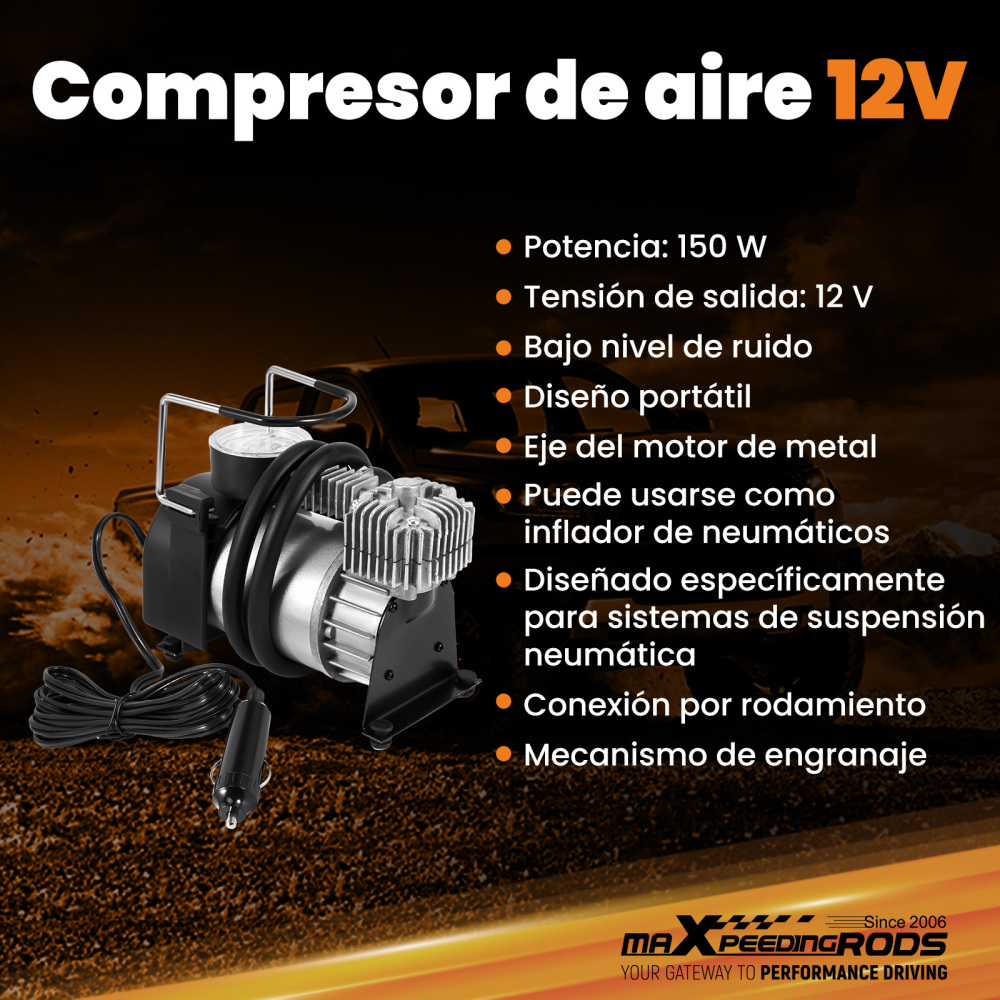 Air Suspension Kit W/ Dual Gauge compatible for Vauxhall Movano X70 compatible for FWD 1999-2010 4000KG