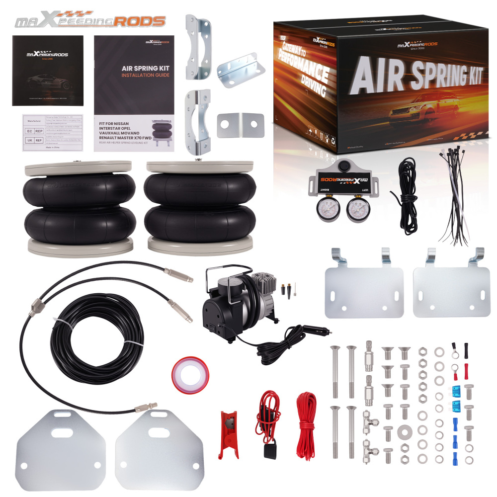 Kit Sospensioni Pneumatiche + Doppio manometri compatibile per Opel Movano X70 1998-2010