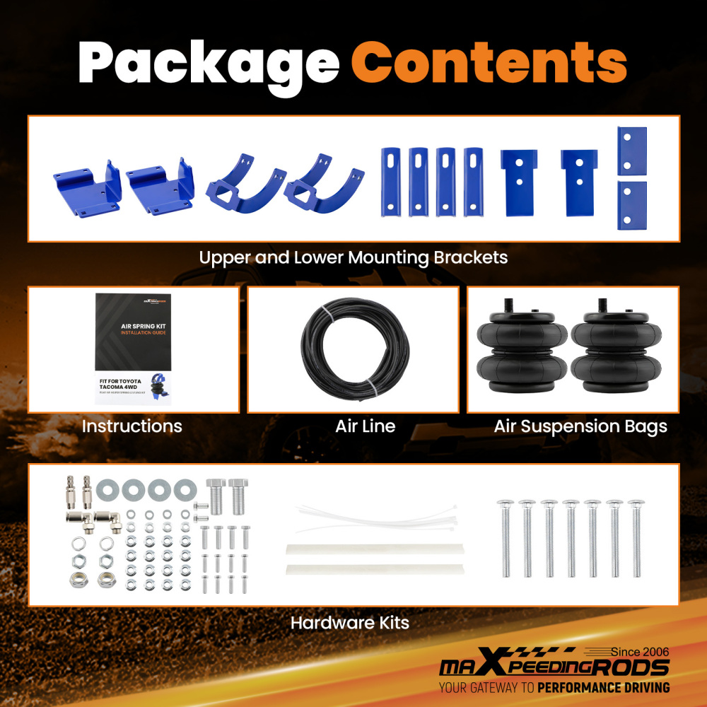 Air Springs Bags Kit Rear compatible for Toyota Tacoma Pre Runner 2WD 2005-2020