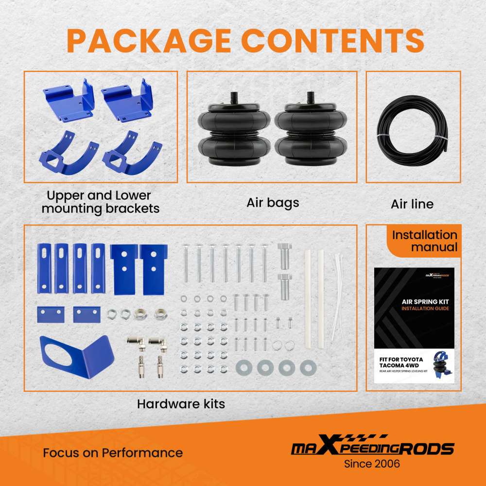 Rear Air Helper Spring Suspension Kit for compatible for Toyota Tacoma 2WD 4WD 05-23