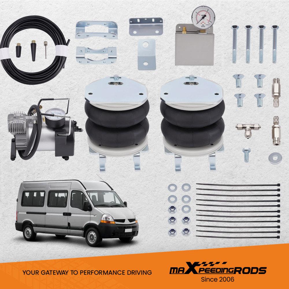 Kit suspension pneumatique compatible pour Renault Master x70 1998-2010 4000kg avec comp