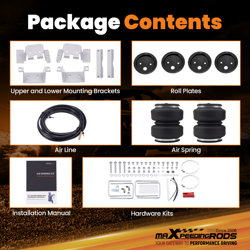 Rear Air Helper Spring leveling Kit compatible for GMC Sierra 2500 HD 3500 HD 2015