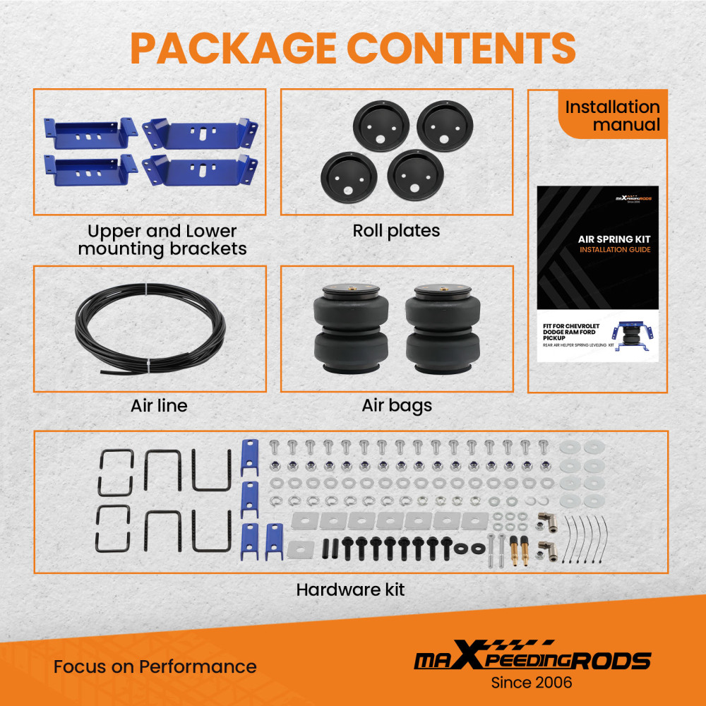 Wireless Compressor Kit + Air Suspension Bags compatible for Ford F250 F350 compatible for Dodge Ram