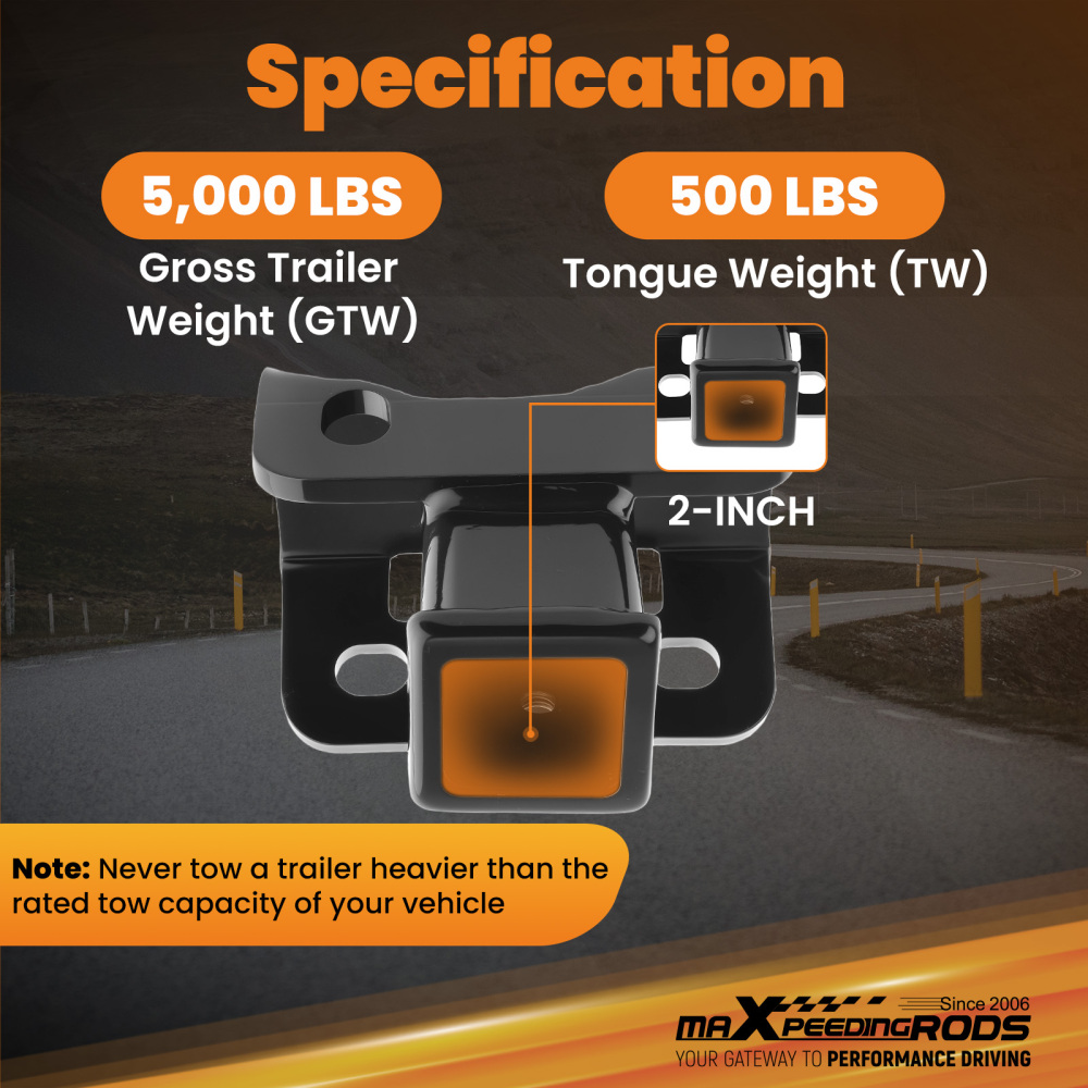 Class 3 Trailer Hitch compatible for Land Rover LR3 2005-16 LR4 2010-16 Black