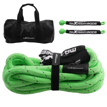 24250lbs Kinetic Recovery Rope Tow Rope Offroad Recovery Kit w/ 2 Soft Shackles