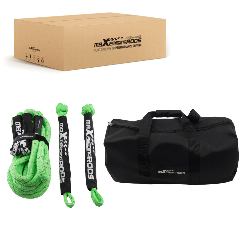24250lbs Kinetic Recovery Rope Tow Rope Offroad Recovery Kit w/ 2 Soft Shackles