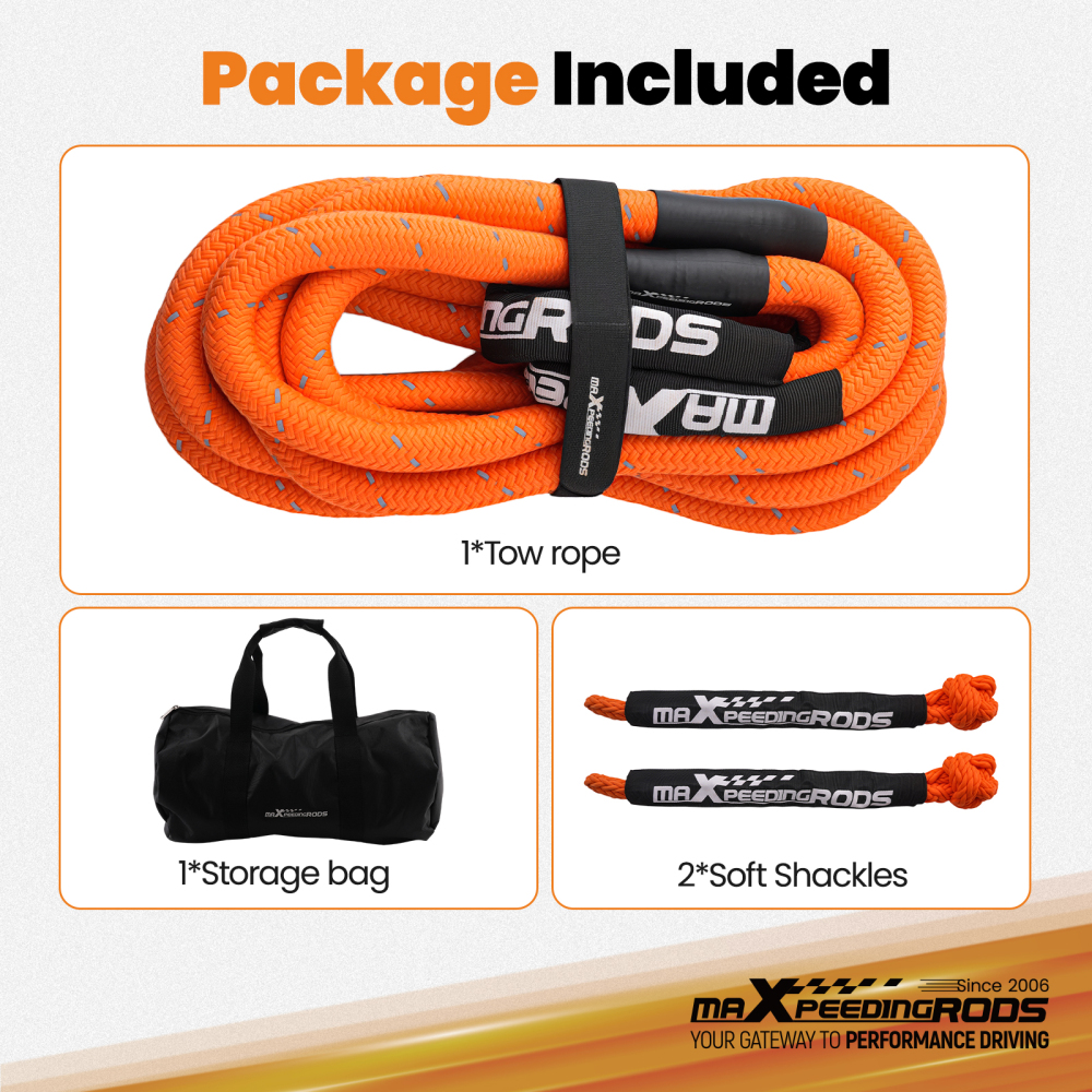 22mm Kinetic Tow Rope 9m for Off-Road SUV Truck 4x4 24250lbs Breaking Strength