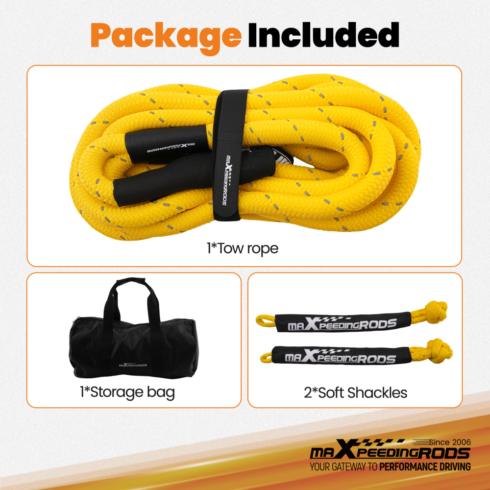 7/8 inch x 30 ft Kinetic Recovery Rope for Off-Road SUV Truck 4WD 11 Ton