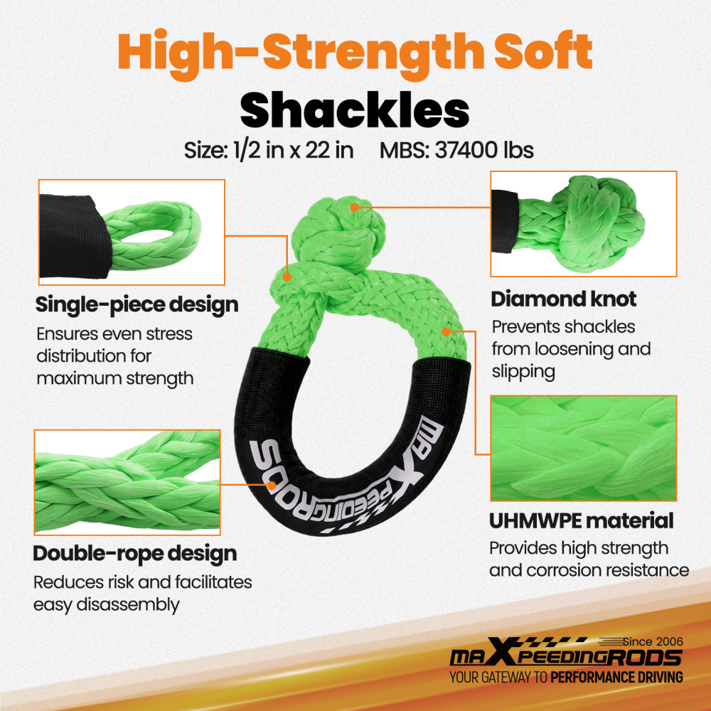 30ft Kinetic Recovery Rope + Winch Recovery damper +2*Soft Shackles 30864lb
