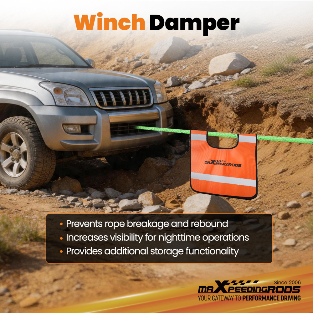 30ft Kinetic Recovery Rope + Winch Recovery damper +2*Soft Shackles 30864lb