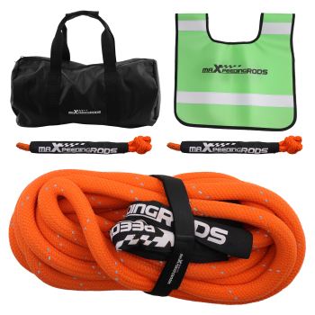 1in x 30ft Kinetic Recovery Rope 30864lbs W/ Winch damper + 2*Soft Shackles