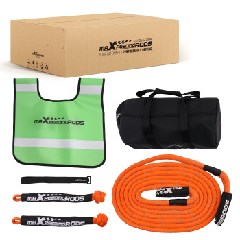 1in x 30ft Kinetic Recovery Rope 30864lbs W/ Winch damper + 2*Soft Shackles