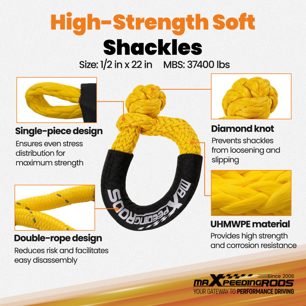 30864lb 30ft Kinetic Recovery Rope W/ Winch Recovery damper + 2*Soft Shackles