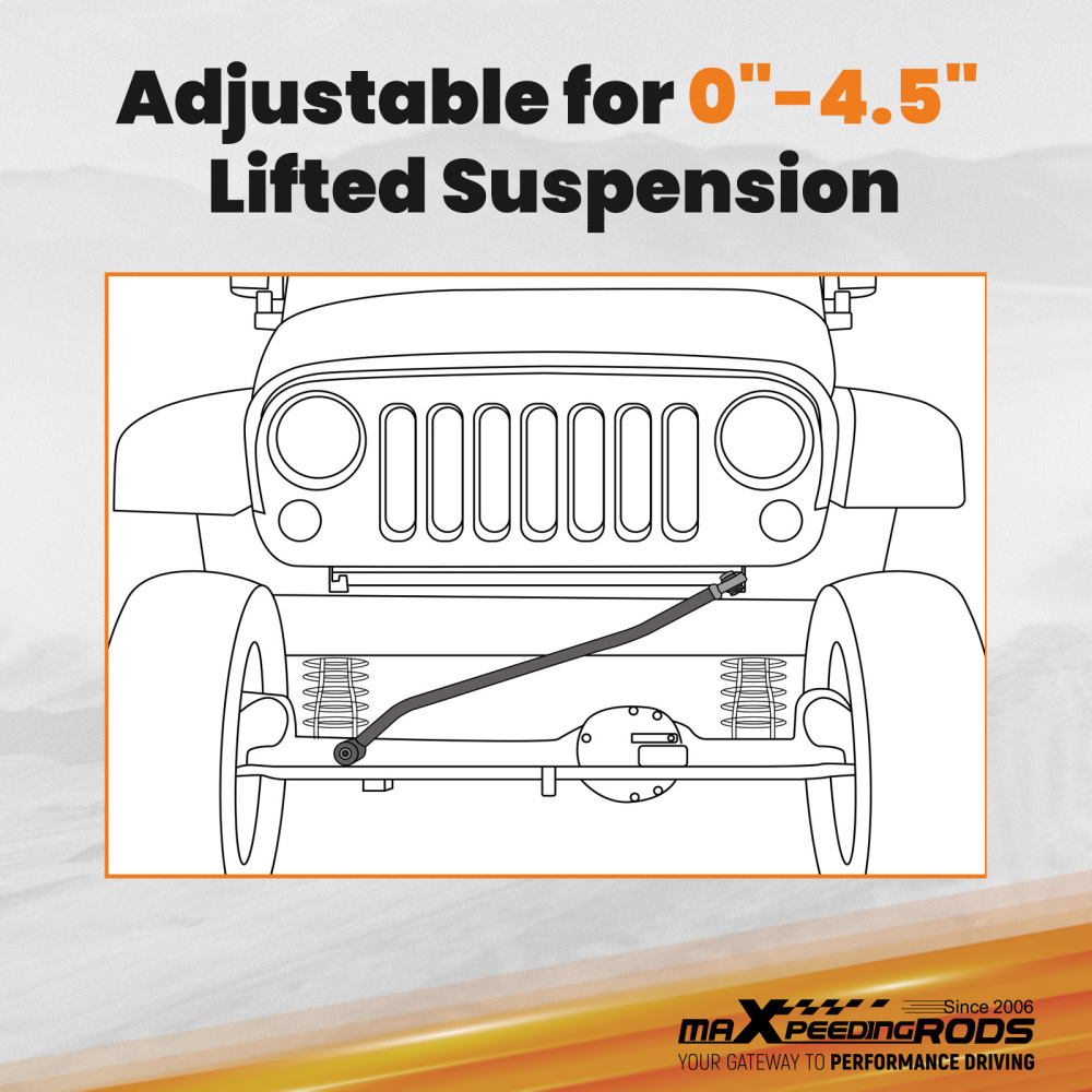 Front Track Bar Adjustable 0-4.5in Lift Compatible for Jeep Wrangler JL JLU / Gladiator