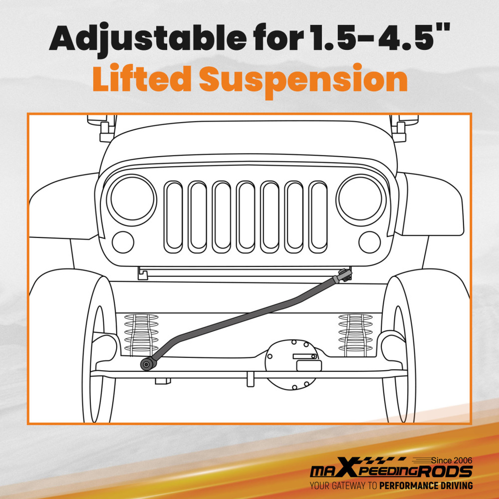 Front Adjustable Track Bar compatible for Jeep Cherokee XJ 1984-2001 Wrangler TJ 1997-2006