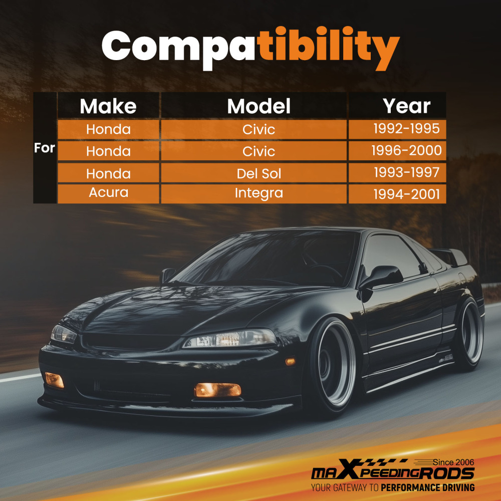 Front Lower Traction Control Rear Tie Bar Brace Kit compatible for Honda Civic 1992-1995