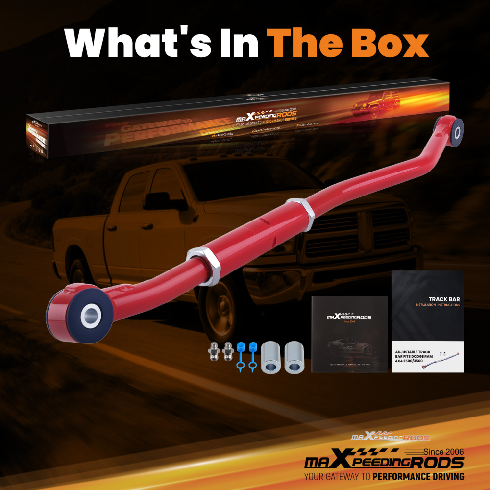 Compatible for Dodge Ram 2003-13 2500 3500 HD Front Adjustable Track Bar Rod 0-3 Inch Lift suspension arms