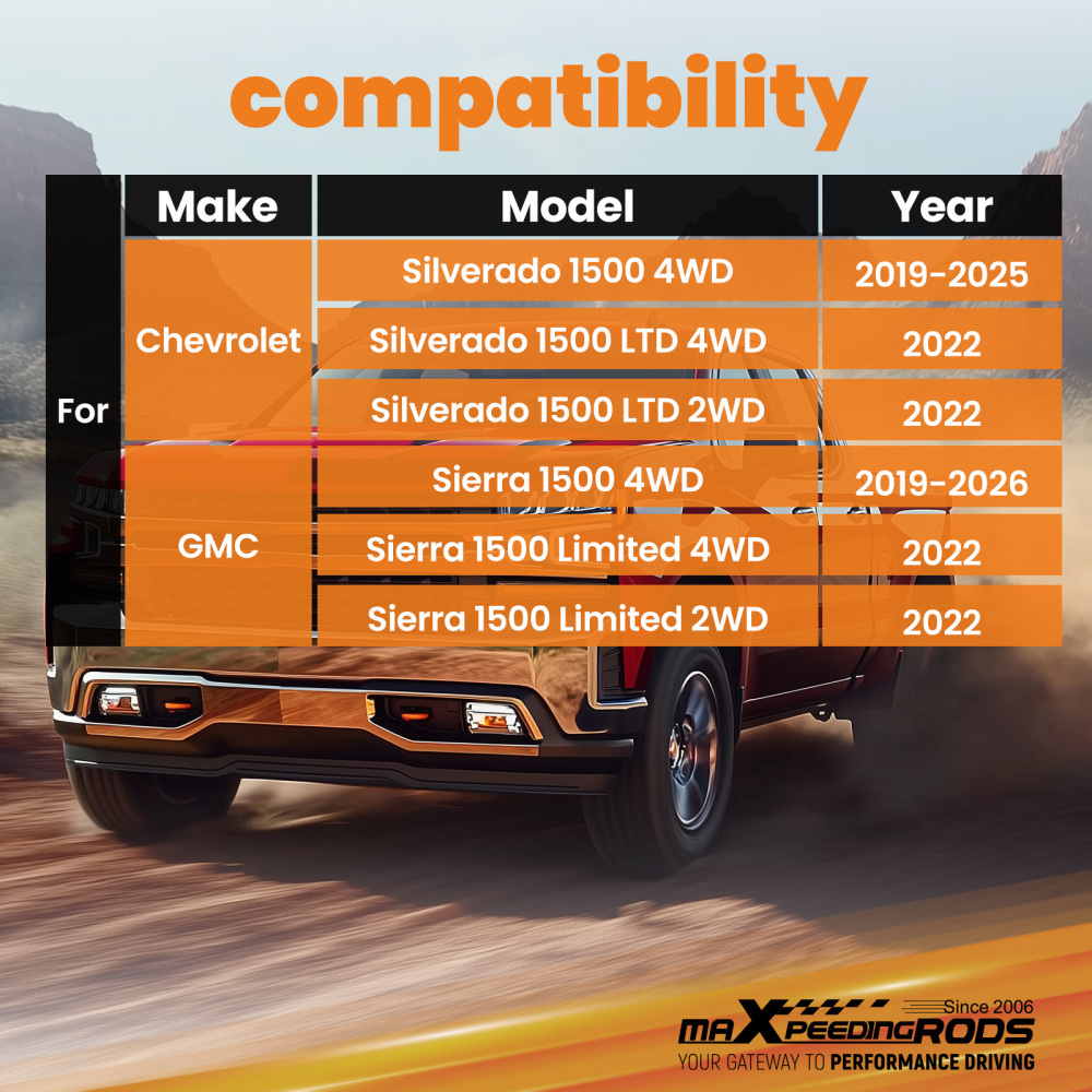 Adjustable Traction Bar w/ Brackets compatible for GMC Sierra 1500 Limited 4/2WD Lift 2-6