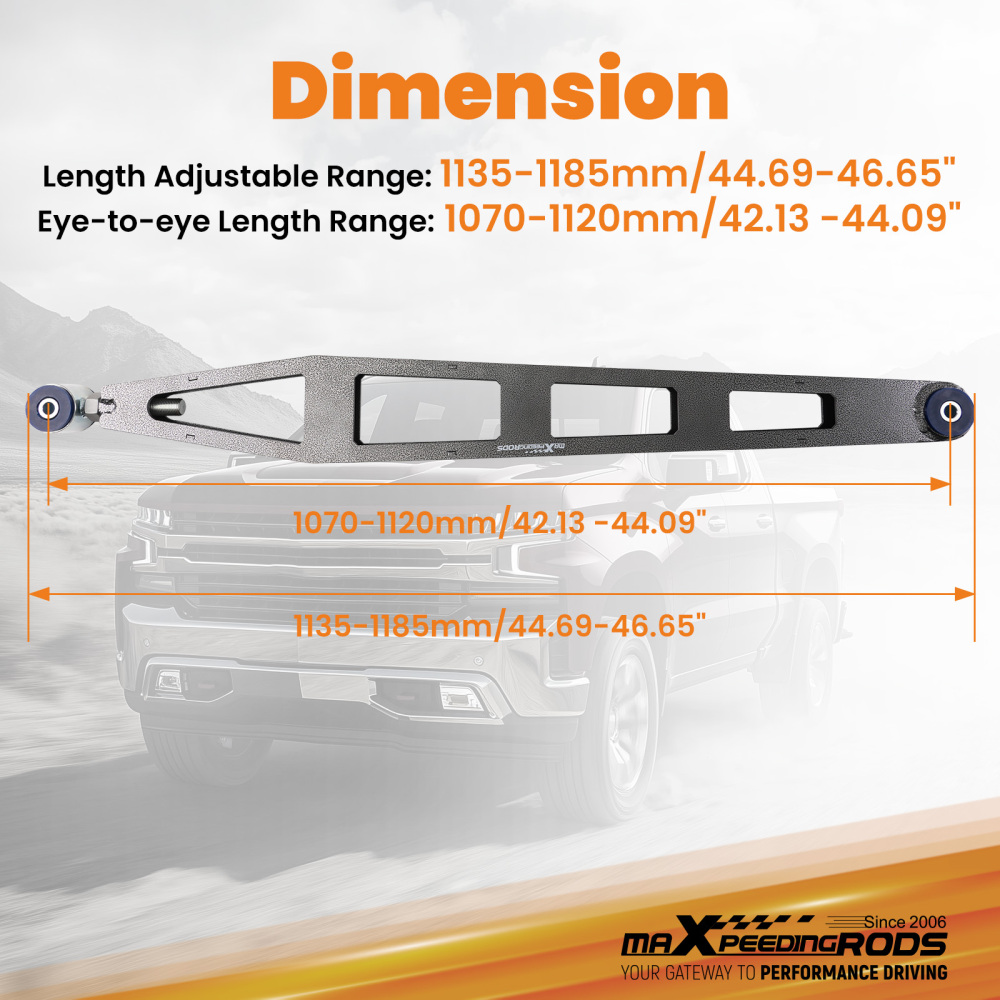 Adjustable Traction Bar w/ Brackets compatible for GMC Sierra 1500 Limited 4/2WD Lift 2-6
