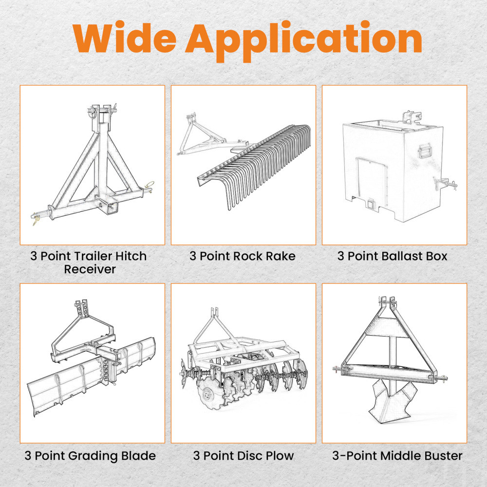 Rear 3 Point Hitch Tow Hitch Receiver compatible for John Deere 140 300 317 w/ Closed Frame