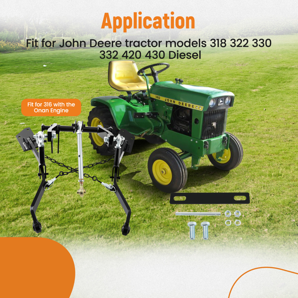 Three 3 Point Hitch Receiver Kit compatible for John Deere Tractor 318 322 330 332 420 430