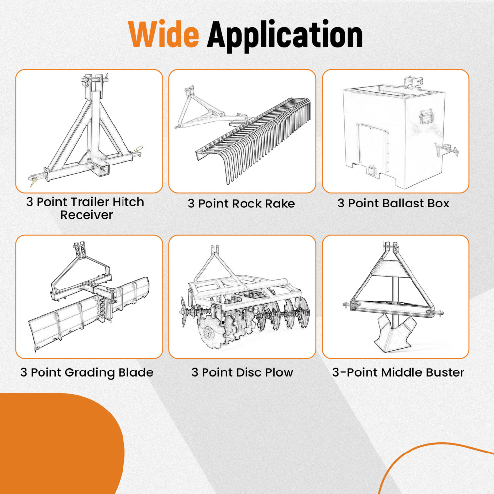 Three 3 Point Hitch Receiver Kit compatible for John Deere Tractor 318 322 330 332 420 430