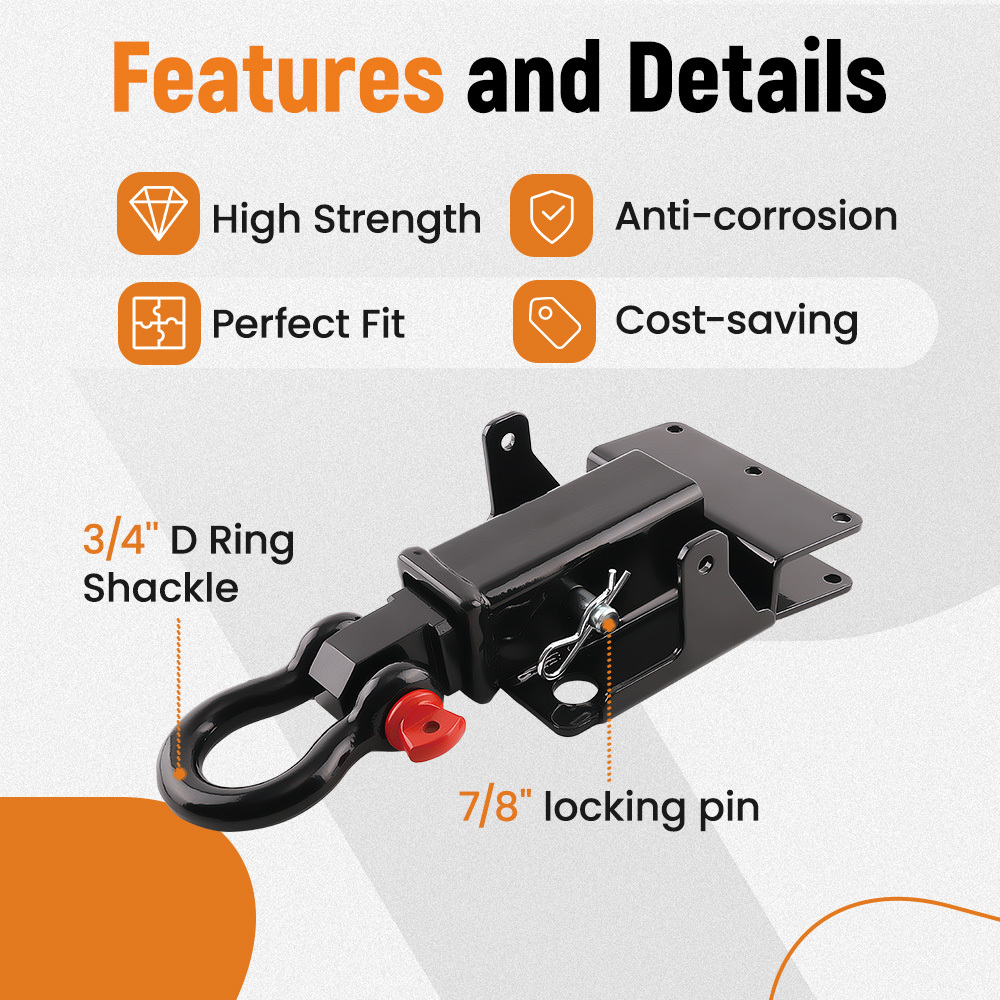 Rear 2 Trailer Hitch Receiver Shackle Tow Mount compatible for Kawasaki MULE SX 2017-up