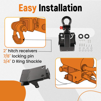 Rear 2 Trailer Hitch Receiver Shackle Tow Mount compatible for Kawasaki MULE SX 2017-up