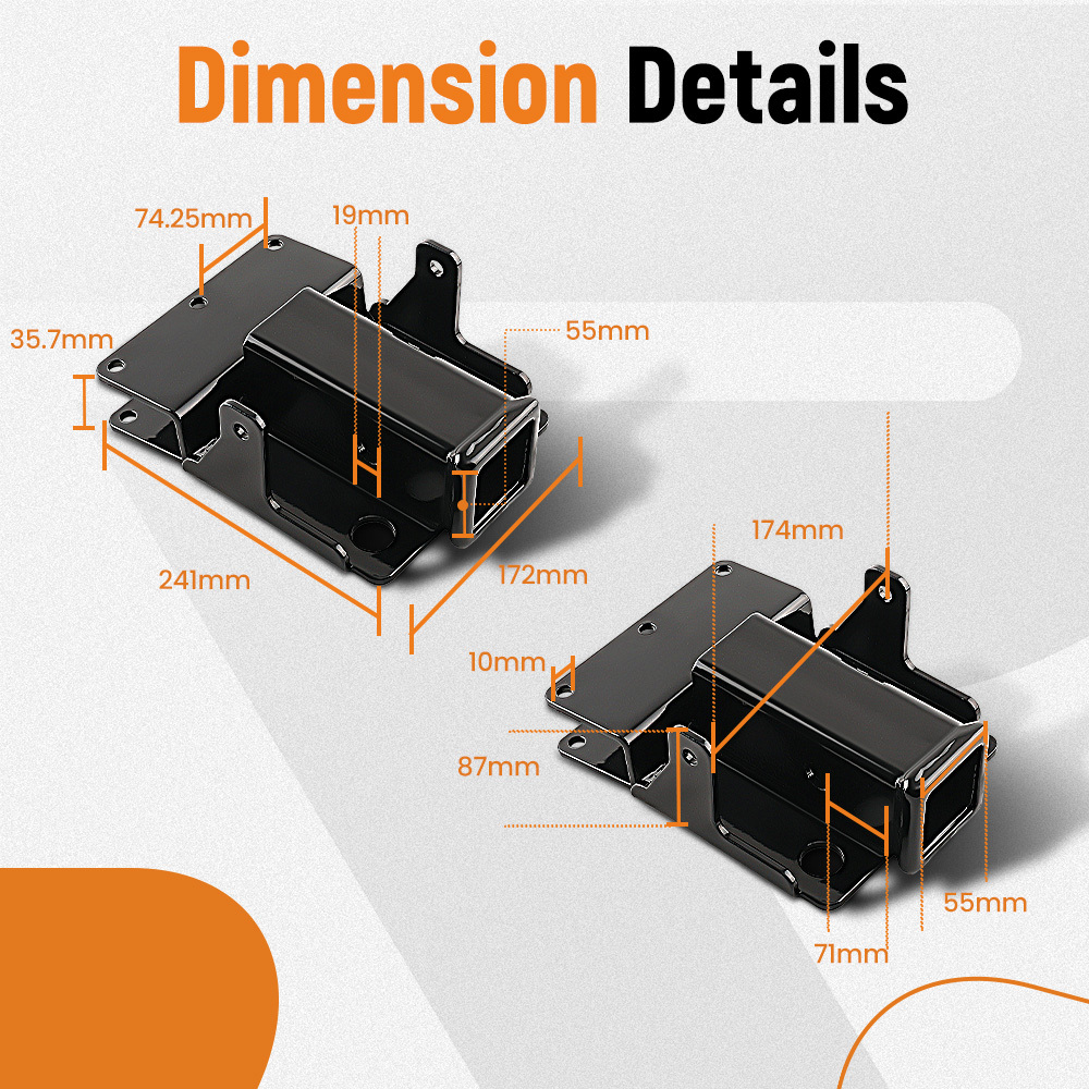 Rear 2 Trailer Hitch Receiver Shackle Tow Mount compatible for Kawasaki MULE SX 2017-up