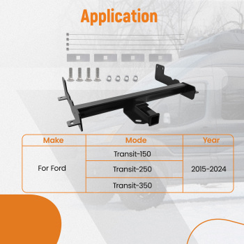 Class 4 Trailer Tow Hitch, 2inch Receiver compatible for Ford Transit 150 250 350 2015-2024