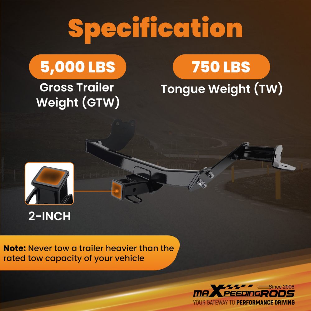 Trailer Hitch Receiver Rear compatible for Hyundai Santa Cruz 2022-2025 Class 3 2 5000lbs