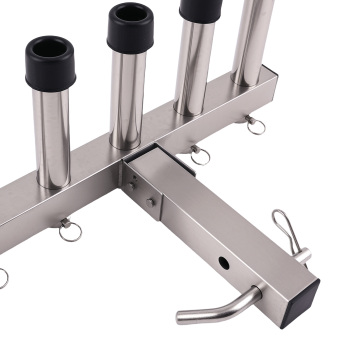 2 Hitch Mount 5 Rod Fishing Pole Holder For Vehicle Stainless Steel Quick