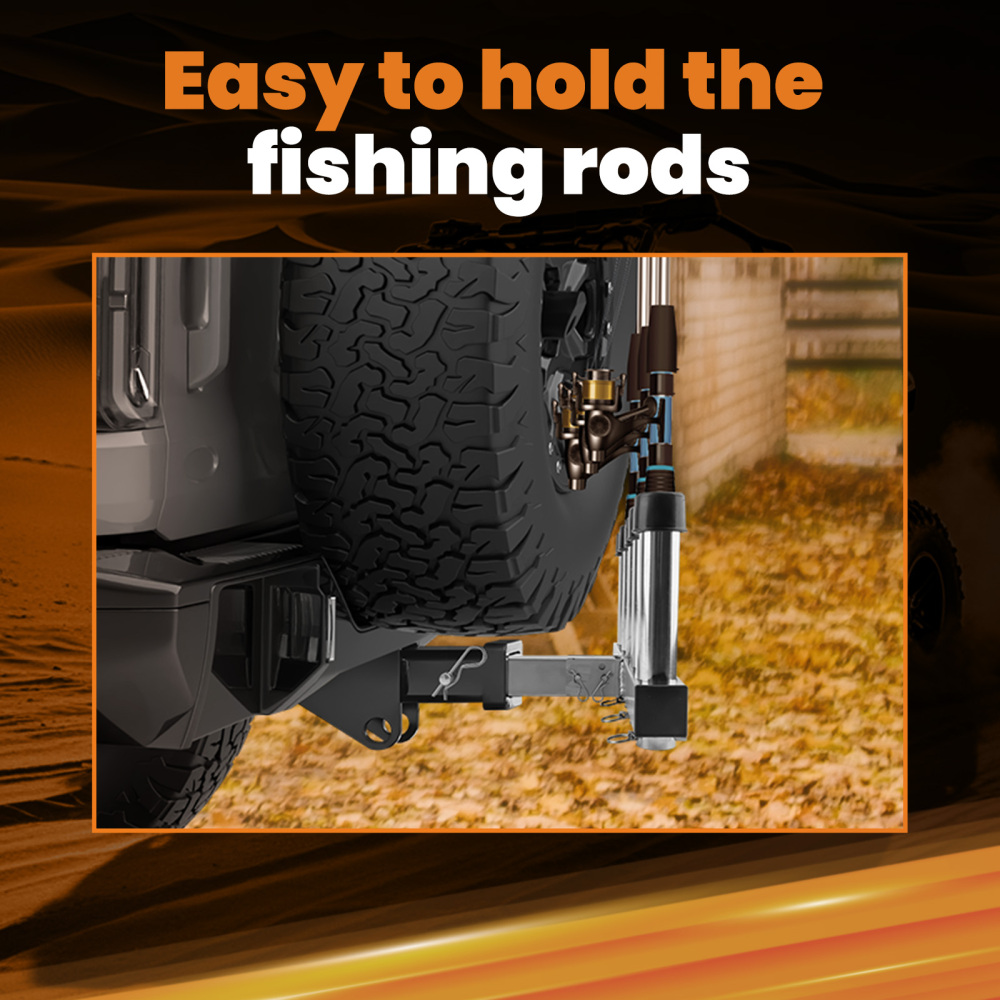 2 Hitch Mount 5 Rod Fishing Pole Holder For Vehicle Stainless Steel Quick