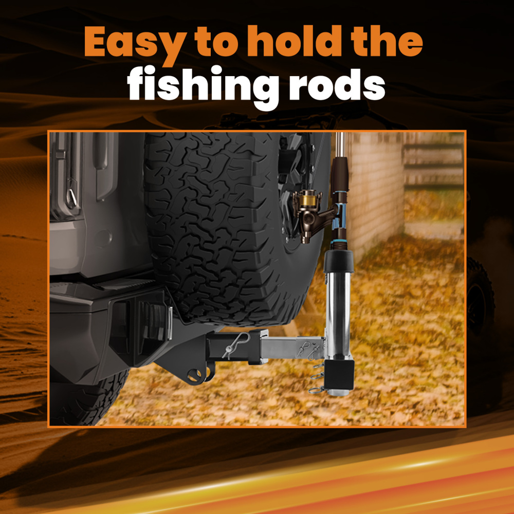 Stainless Steel 6 Rod Fishing Rod Pole Holder For Vehicle With 2 Hitch Mount