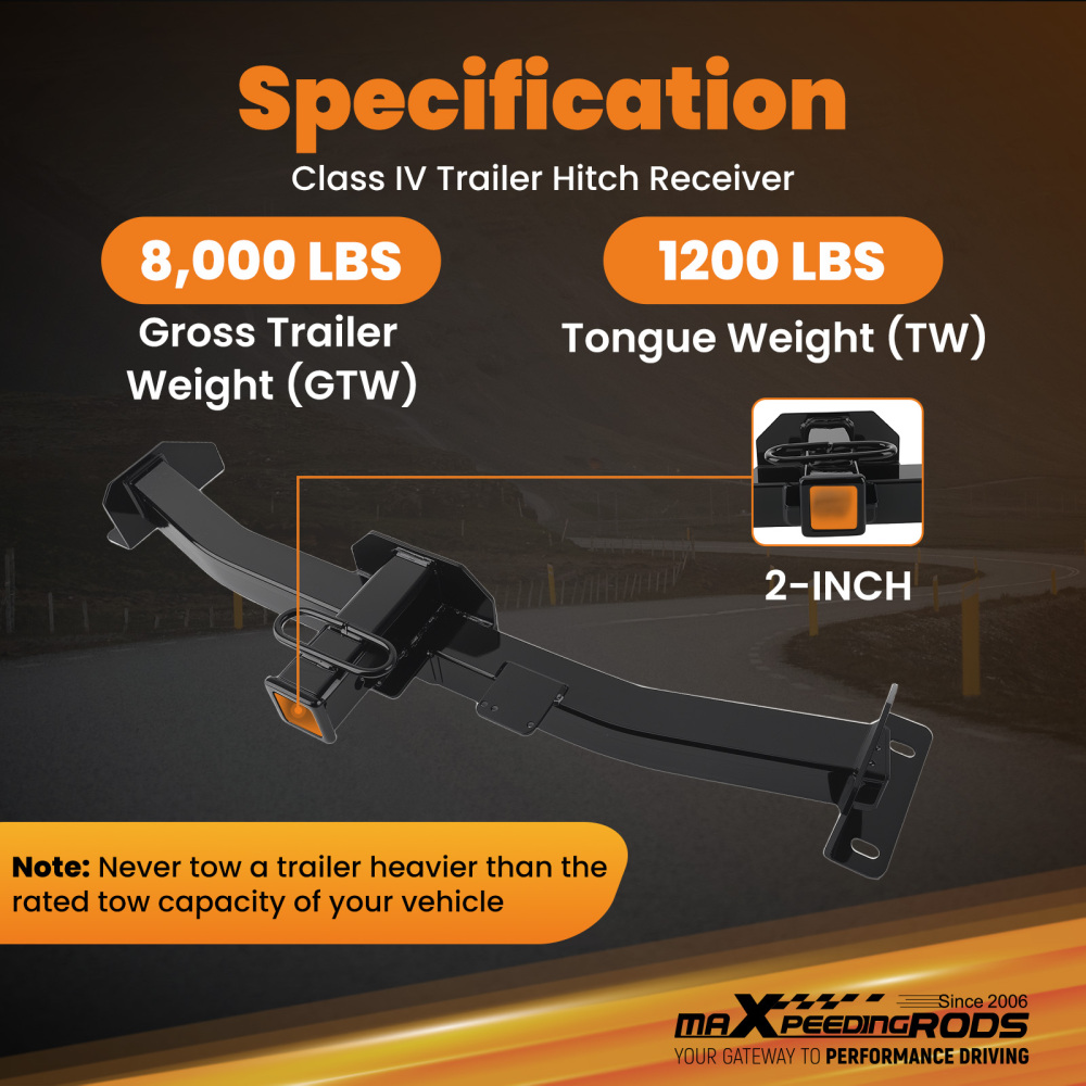 Rear Trailer Hitch Receiver 2 compatible for Ford Ranger 2019-2023 Class 4 8000lbs GTW