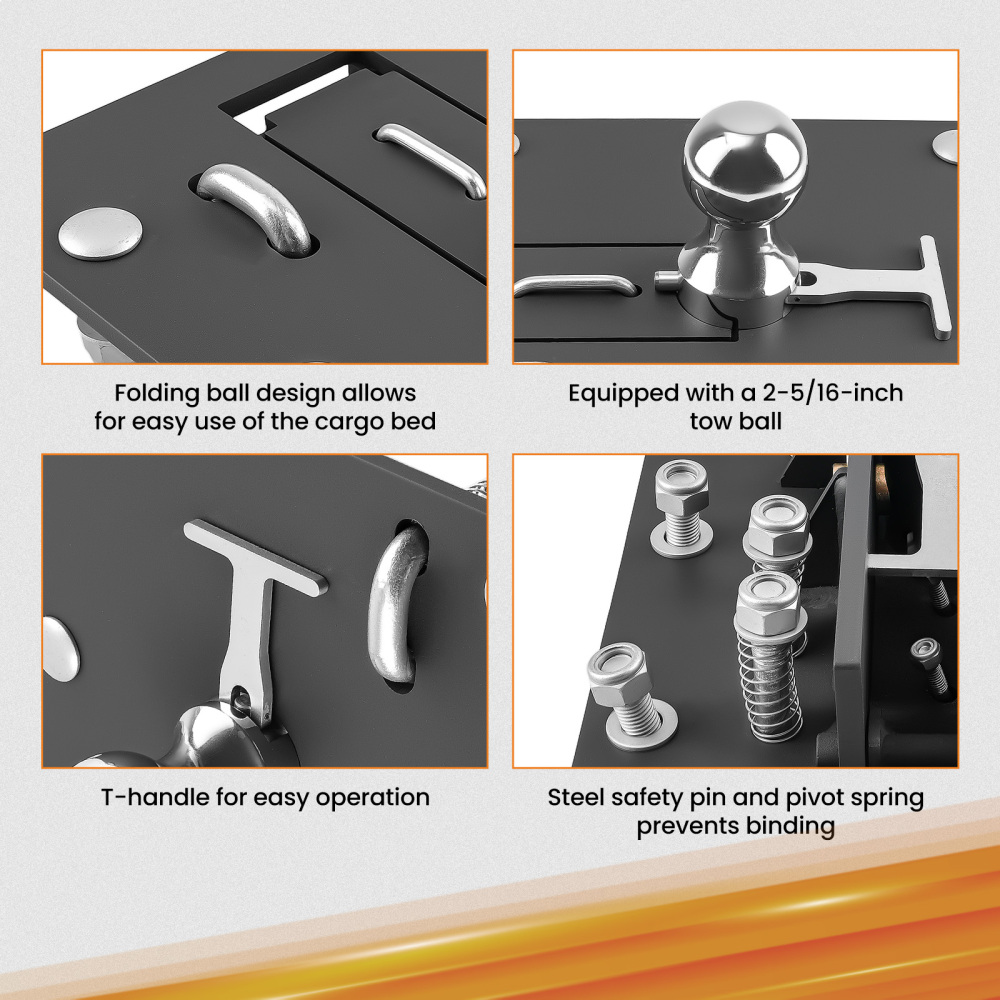 2-5/16-Inch Folding Gooseneck Ball Hitch for 2011-2012 compatible for Ram 2500-3500 30000-lbs