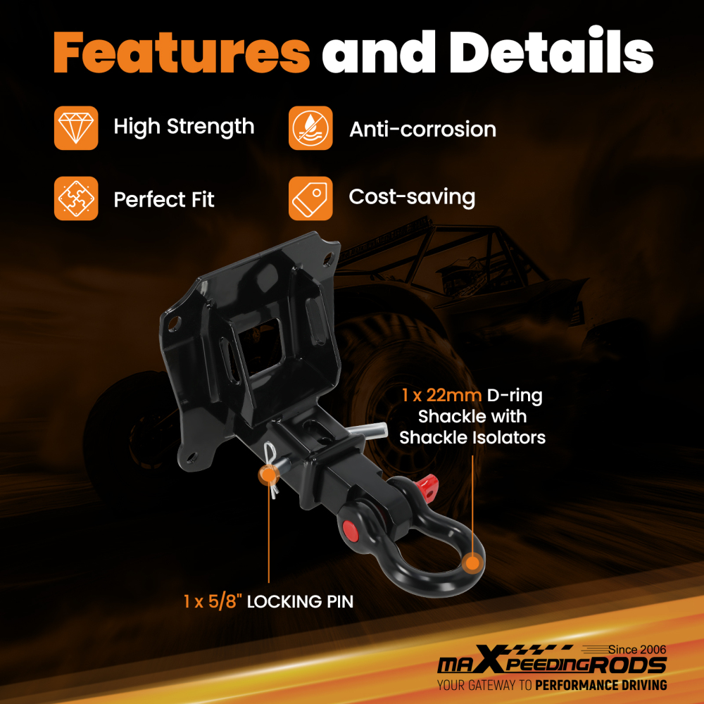 Trailer Hitch w/ D-Ring Mount compatible for Honda Talon 1000R 1000X 2019-24 Powder Coated