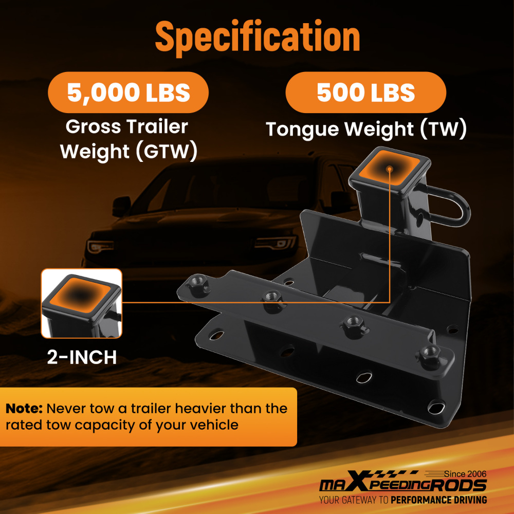 Class 3 Tow Hitch Receiver w/ Hitch Pin compatible for Jeep Commander Grand Cherokee 05-10