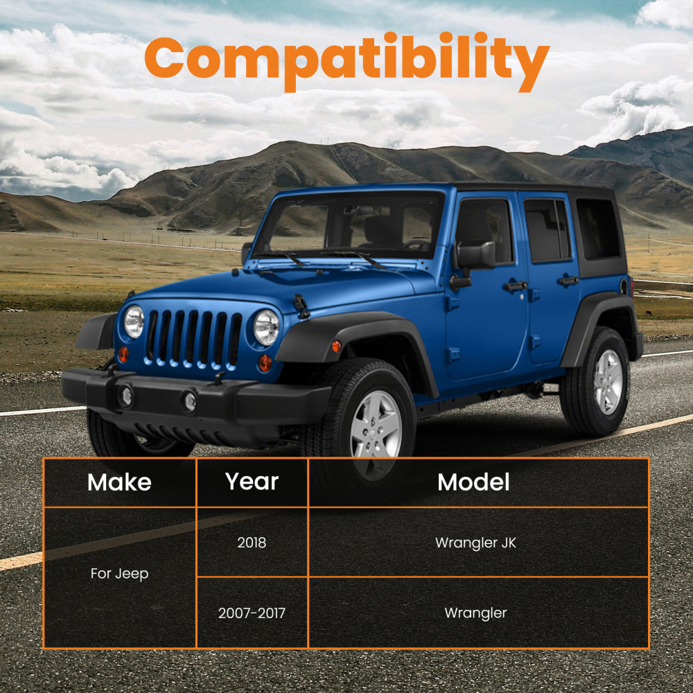 Class 3 Trailer Tow Hitch 2 Receiver compatible for Jeep Wrangler 07-17 Wrangler JK 18