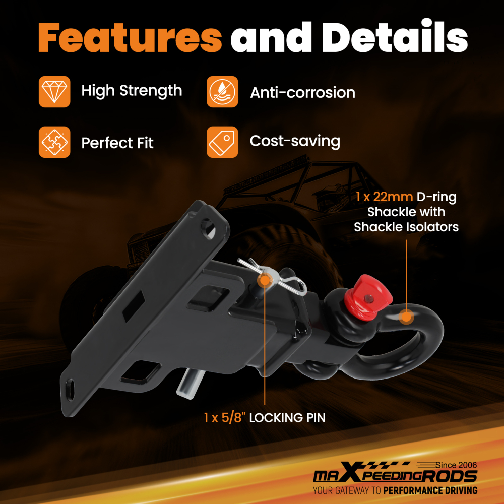 2 Inch Rear Tow Hitch Mount compatible for Kawasaki Teryx KRX 1000 2020+ Powder Coated