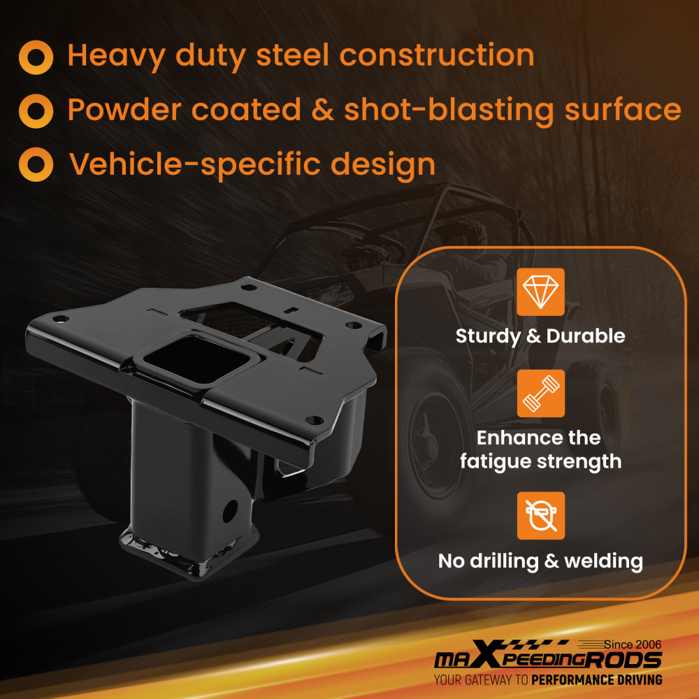 2 Steel Tow Hitch compatible for Polaris RZR XP/XP 4 900 2011-2014 Powder Coated Black