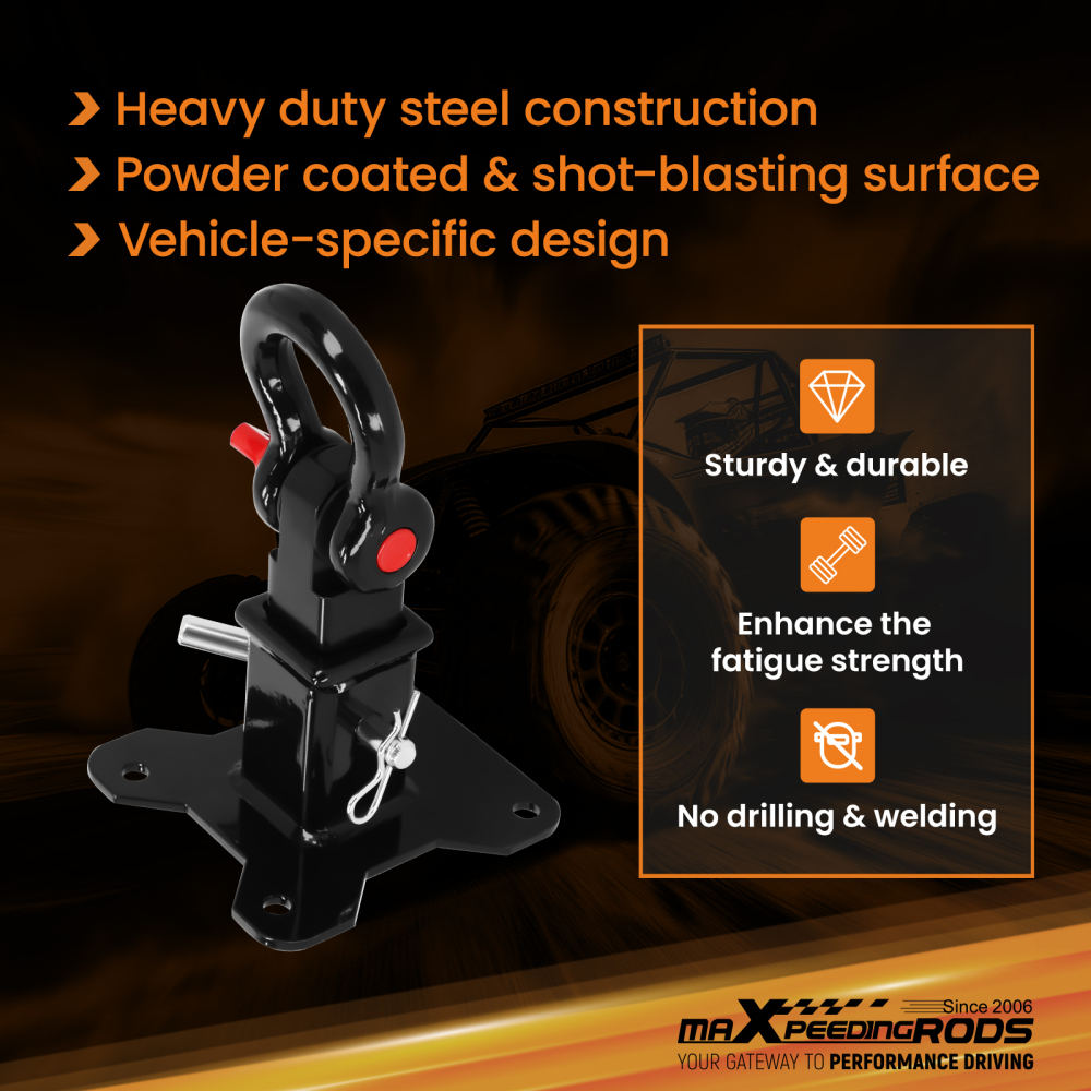 Rear Mount Trailer Hitch compatible for Polaris RZR XP 1000 2014-2025 Steel W/D-Ring Kit