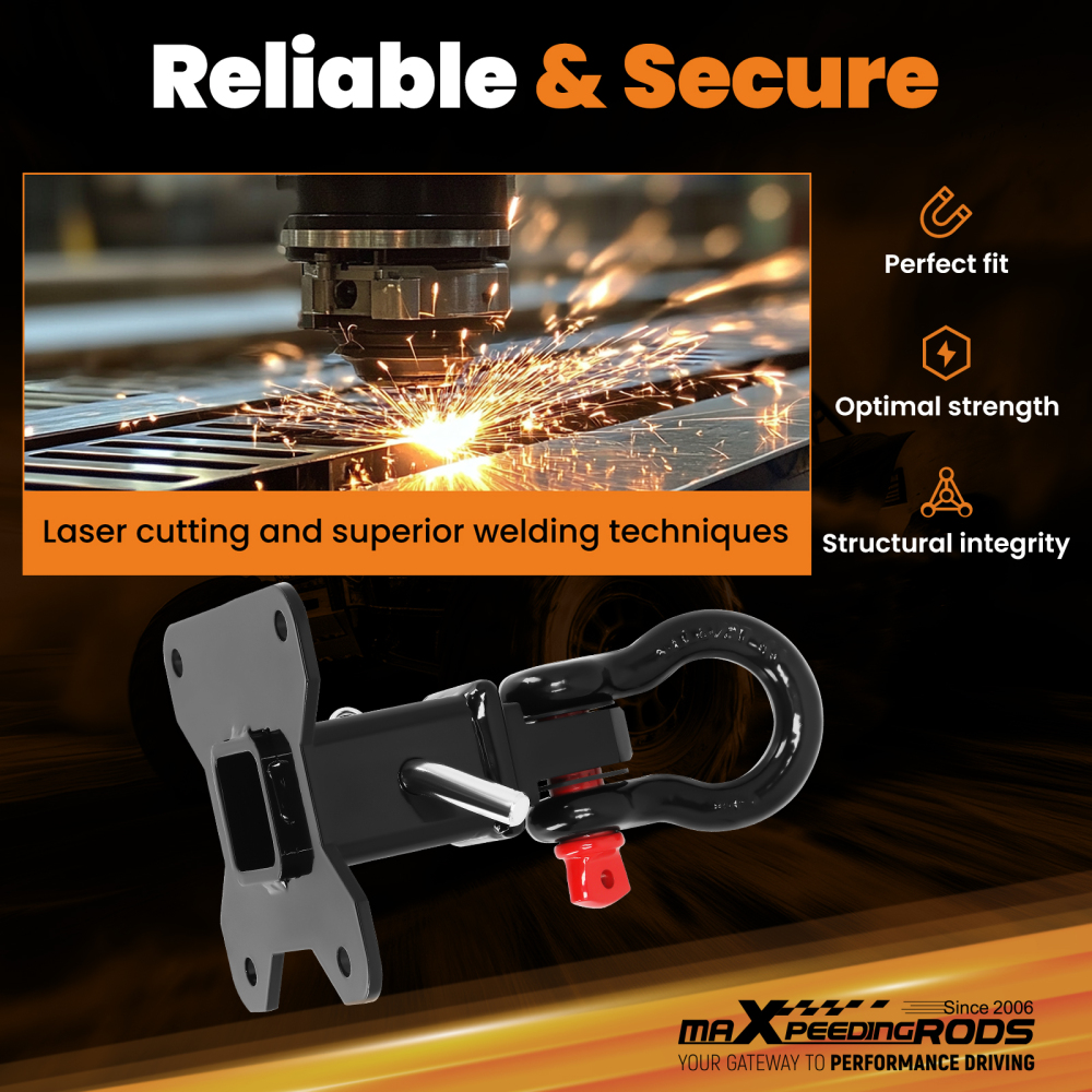 Rear Mount Trailer Hitch compatible for Polaris RZR XP 1000 2014-2025 Steel W/D-Ring Kit