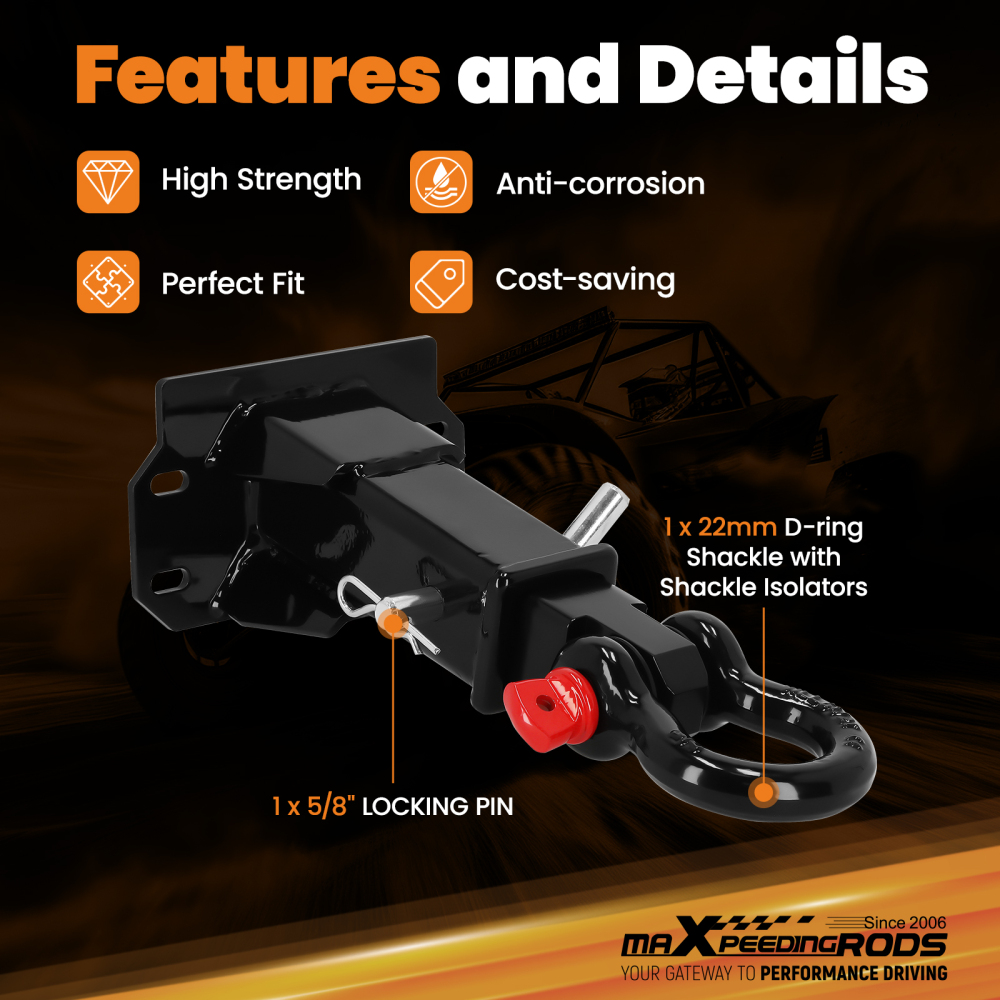 Front Receiver Mount compatible for Bobcat UV34 3400 Series 2015-2024 w/Shackle Black