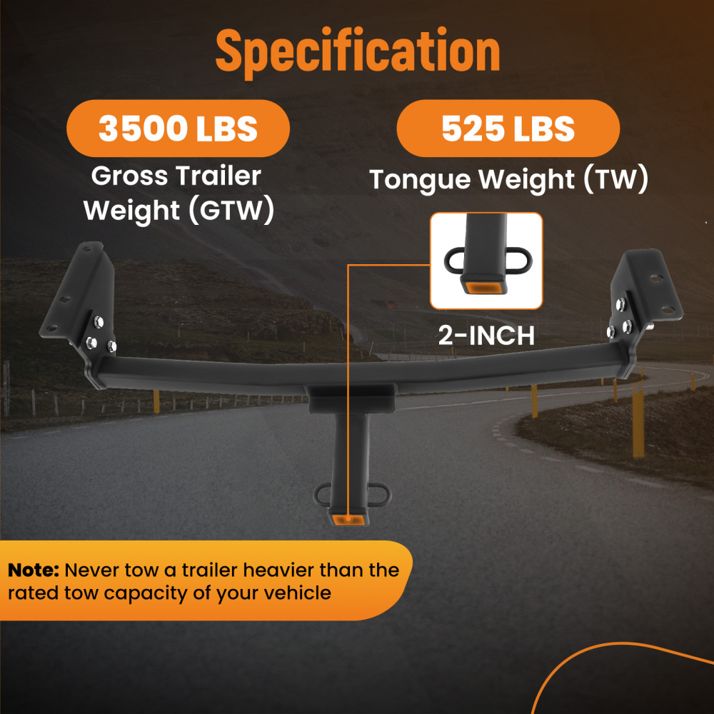 2 Receiver Tube Trailer Hitch Kit Class 3 compatible for Nissan Rogue 2008-2020 3500 lbs