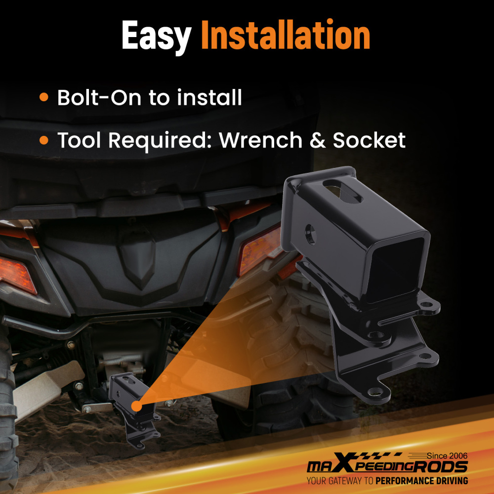 2 ATV Hitch compatible for Honda Rancher TRX350 TRX400 TRX420 2000-24 Steel Powder Coated