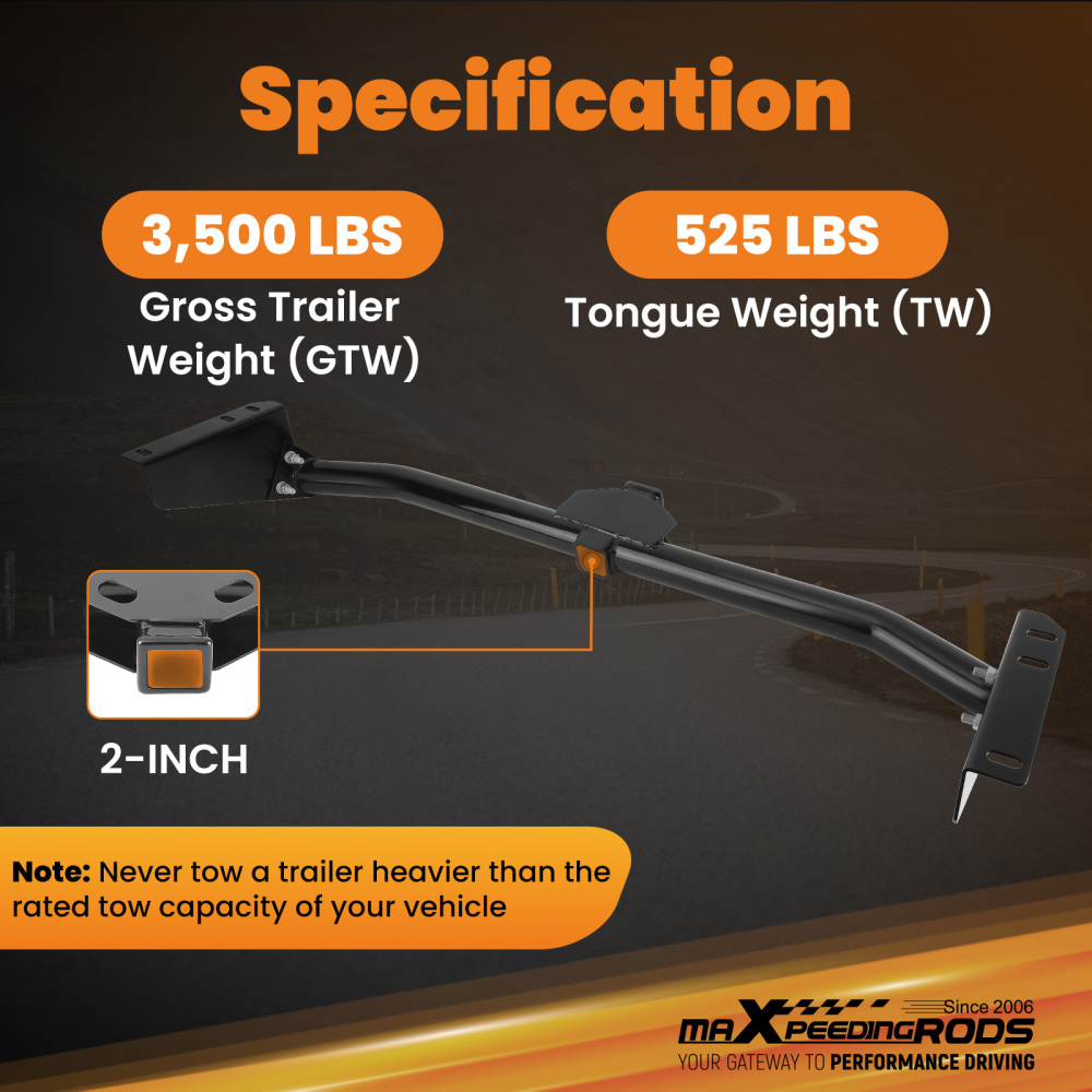 Heavy-Duty Rear Trailer Hitch 2 Class 3 Bolt-On compatible for Sienna 2021-2024 3500lbs