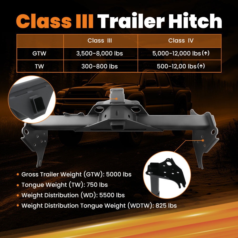 Class 3 Trailer Hitch Receiver Rear Bumper Tow 2 compatible for Toyota Tacoma2005-2015