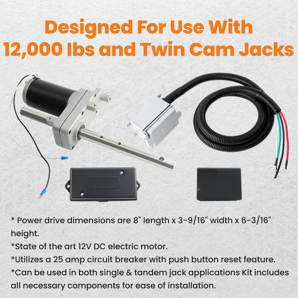 Electric Powered Trailer Jack Kit -12000 lbs Replace 1824200100 New